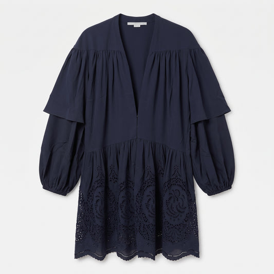 STELLA MCCARTNEY Navy Broderie Anglaise V-Neck Tunic