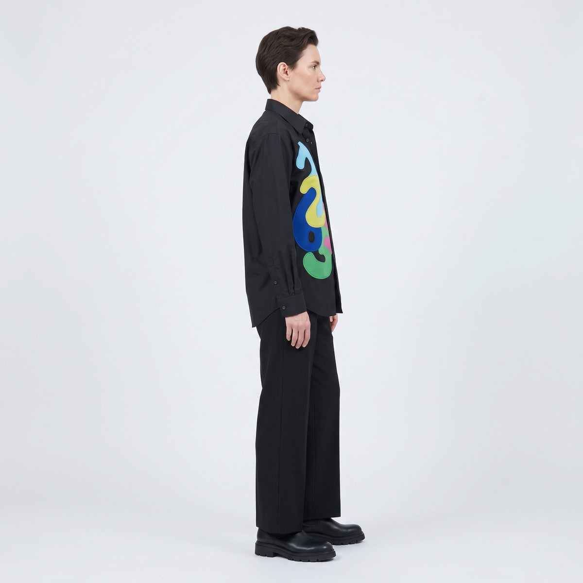 Graphic Appliqué Button-Down Shirt