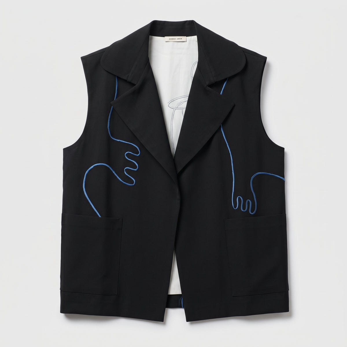 AHMED AMER Abstract Embroidered Tailored Vest