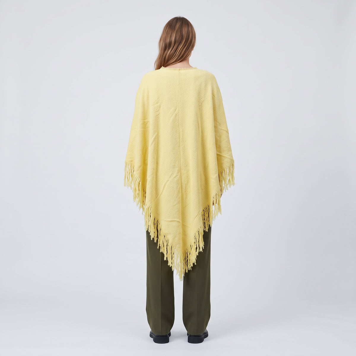 RODEBJER Yellow Fringed Knit Poncho - view 5