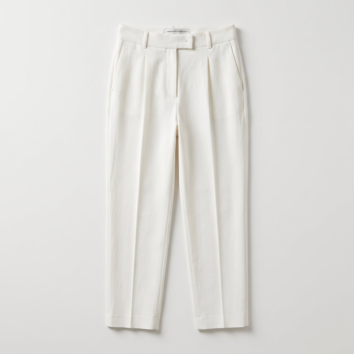 ERMANNO SCERVINO Tailored Pleated White Trousers