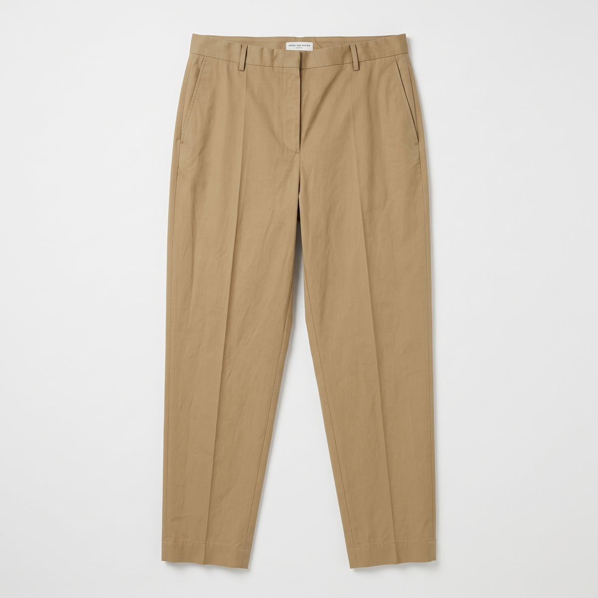 DRIES VAN NOTEN Camel Tailored Cotton Trousers