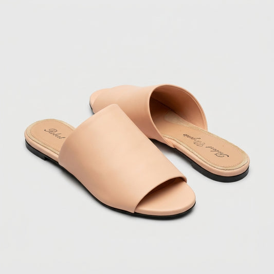 Light Pink Leather Slide Sandals