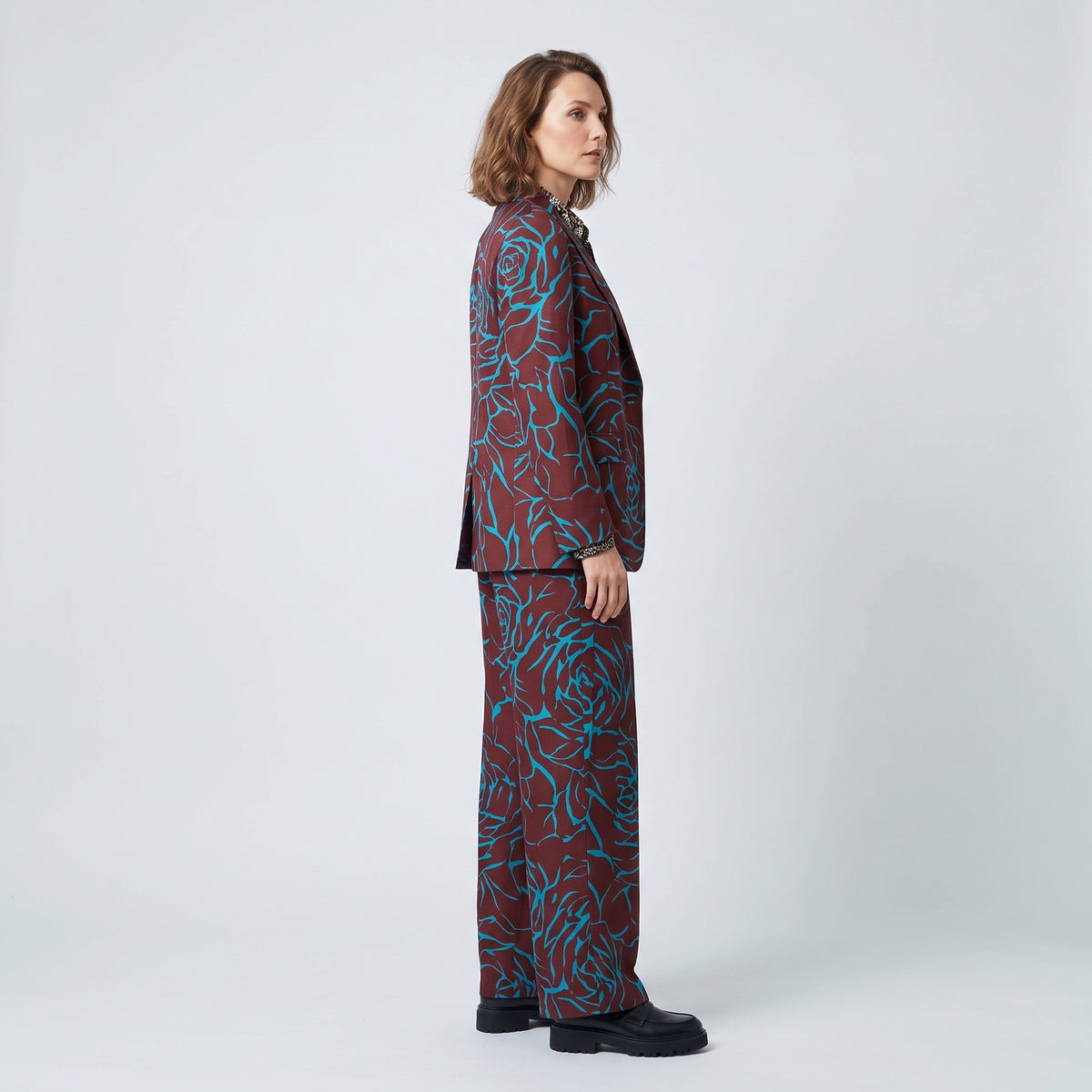 Floral Print Wide Leg Trousers