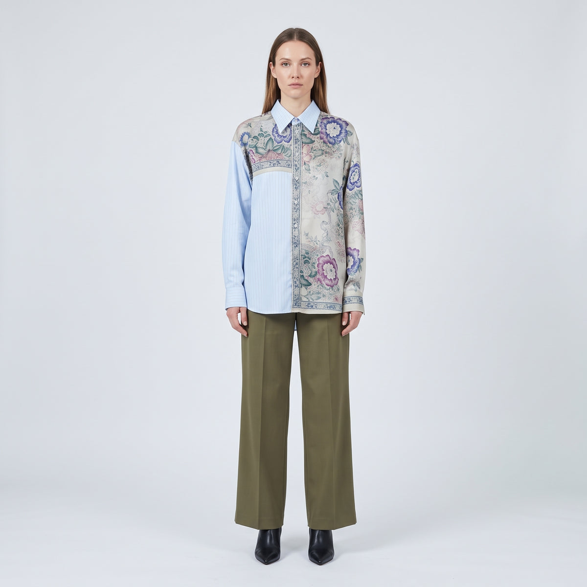 PIERRE LOUIS MASCIA Floral Striped Patchwork Shirt - view 3