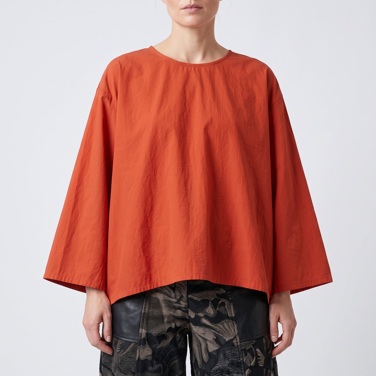 DUSAN Oversized Rust Cotton Top - view 2