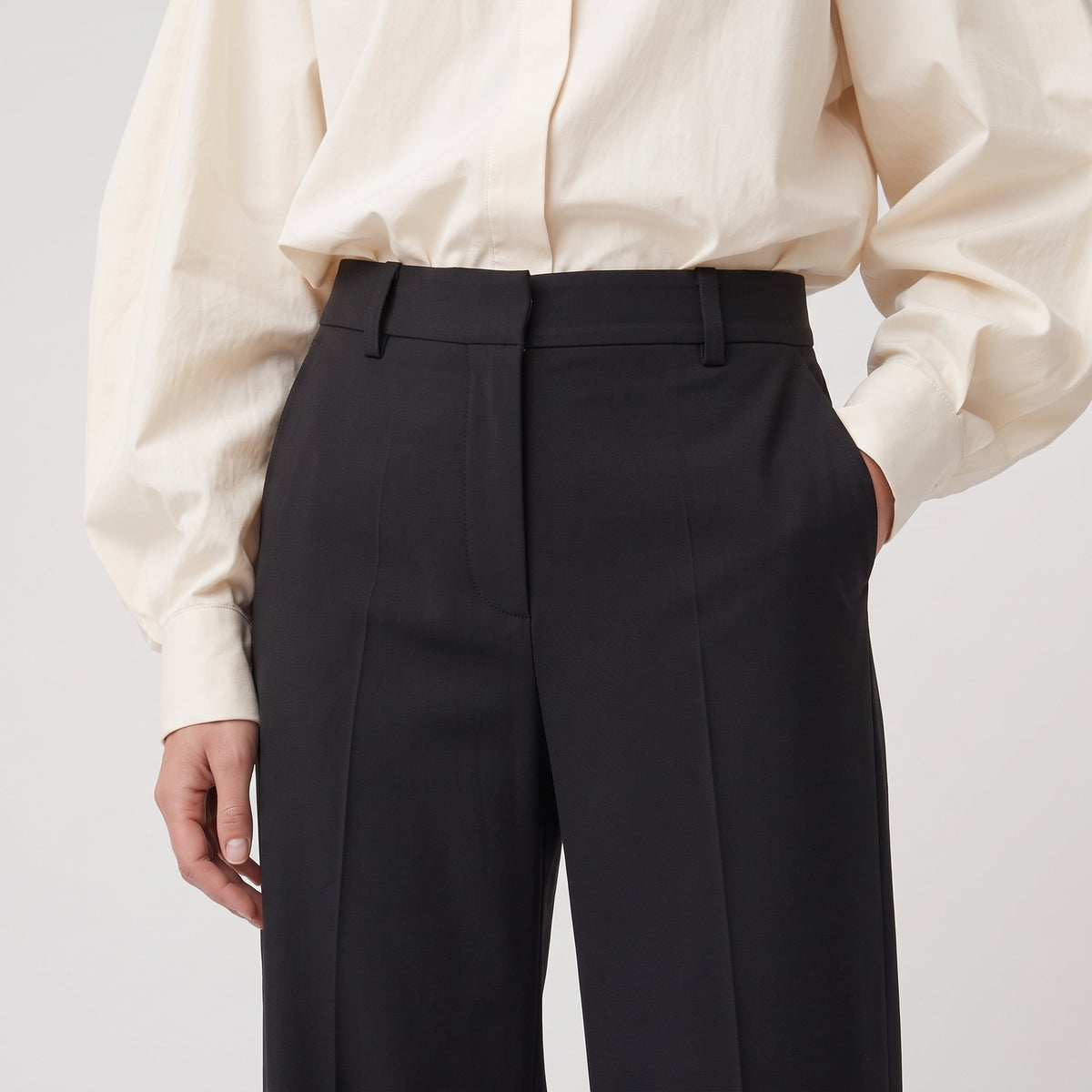 RODEBJER Tailored Wide Leg Black Trousers - view 2