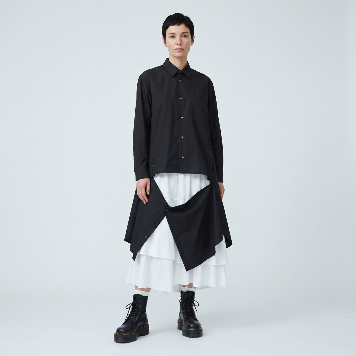 COMME DES GARCONS Asymmetric Layered Cotton Shirt - view 3