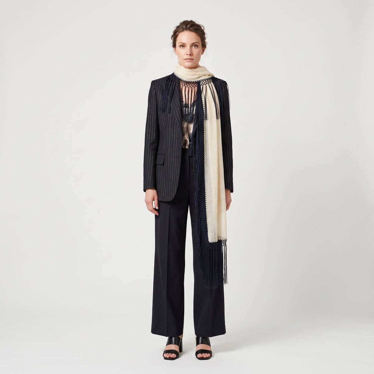 DRIES VAN NOTEN Fringed Linen Blend Scarf - view 2