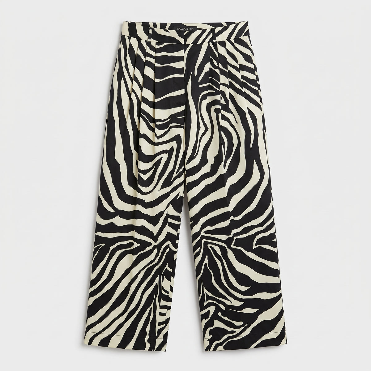 CALCATERRA Zebra Print Wide Leg Trousers