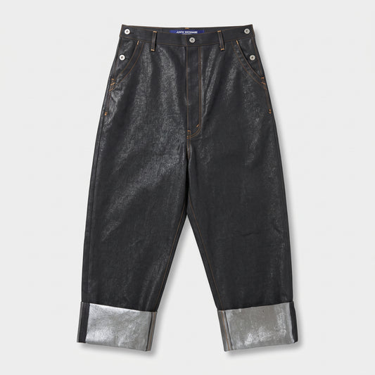 Metallic Cuff Wide Leg Trousers
