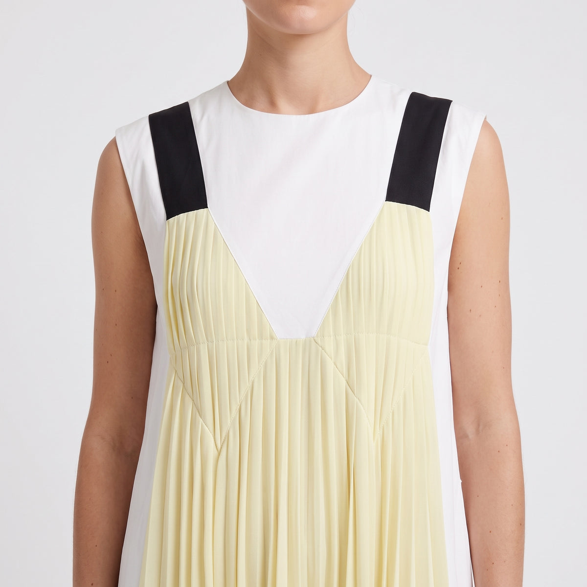 Pleated Color-Block Long Dress