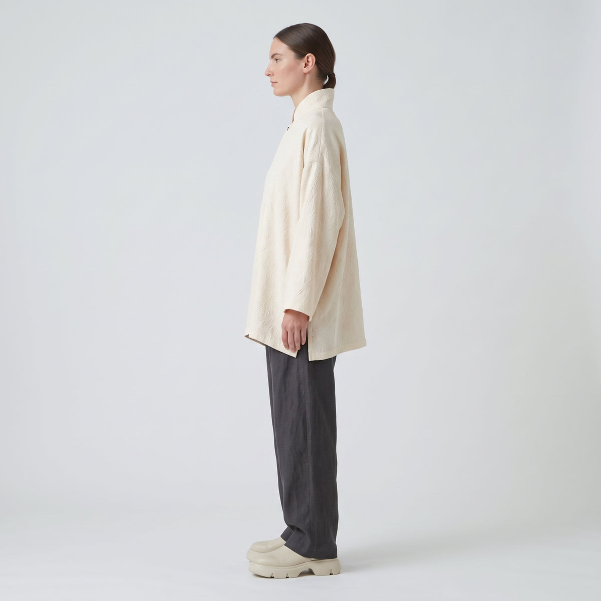 ESKANDAR Textured Oversized Mock Neck Shirt - view 4