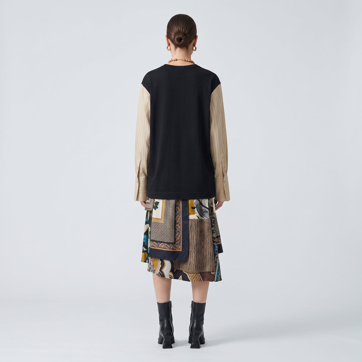 DRIES VAN NOTEN Striped Sleeve Hybrid T-Shirt - view 5