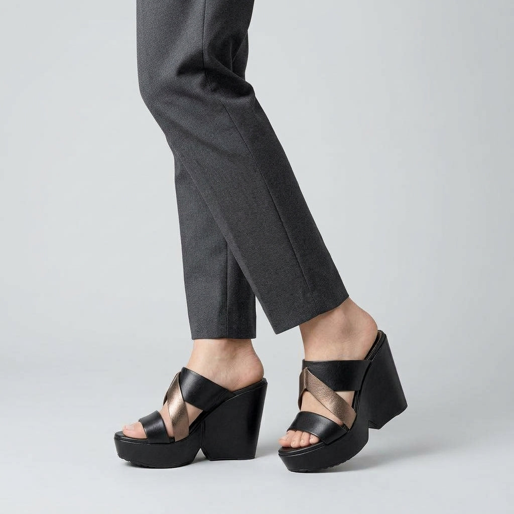 Metallic Accent Platform Sandals