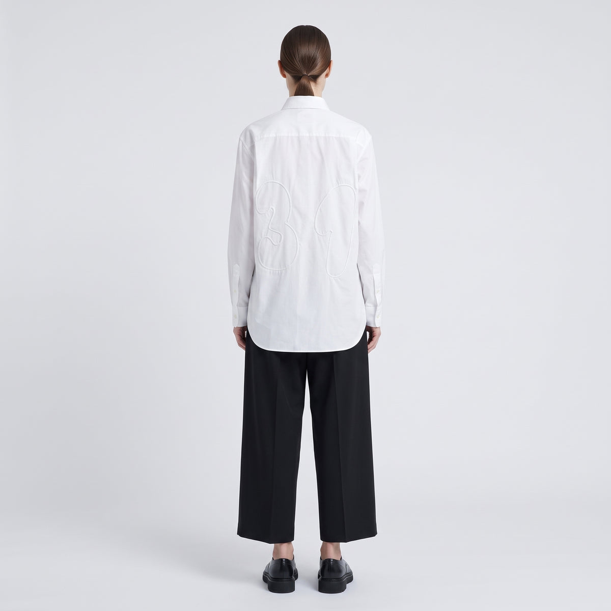 Embroidered Graphic White Cotton Shirt