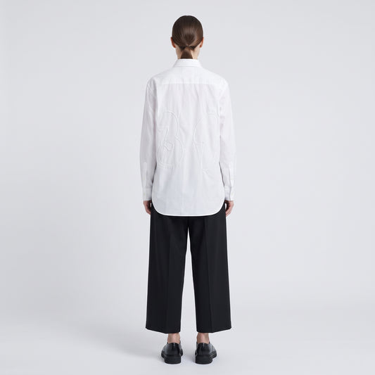 Embroidered Graphic White Cotton Shirt