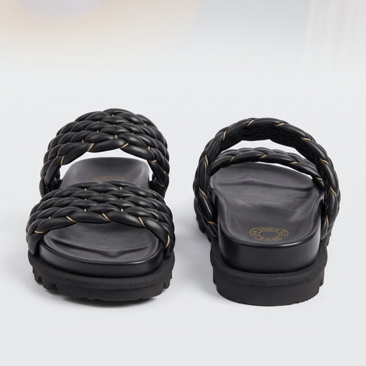 Chunky Braided Leather Slides