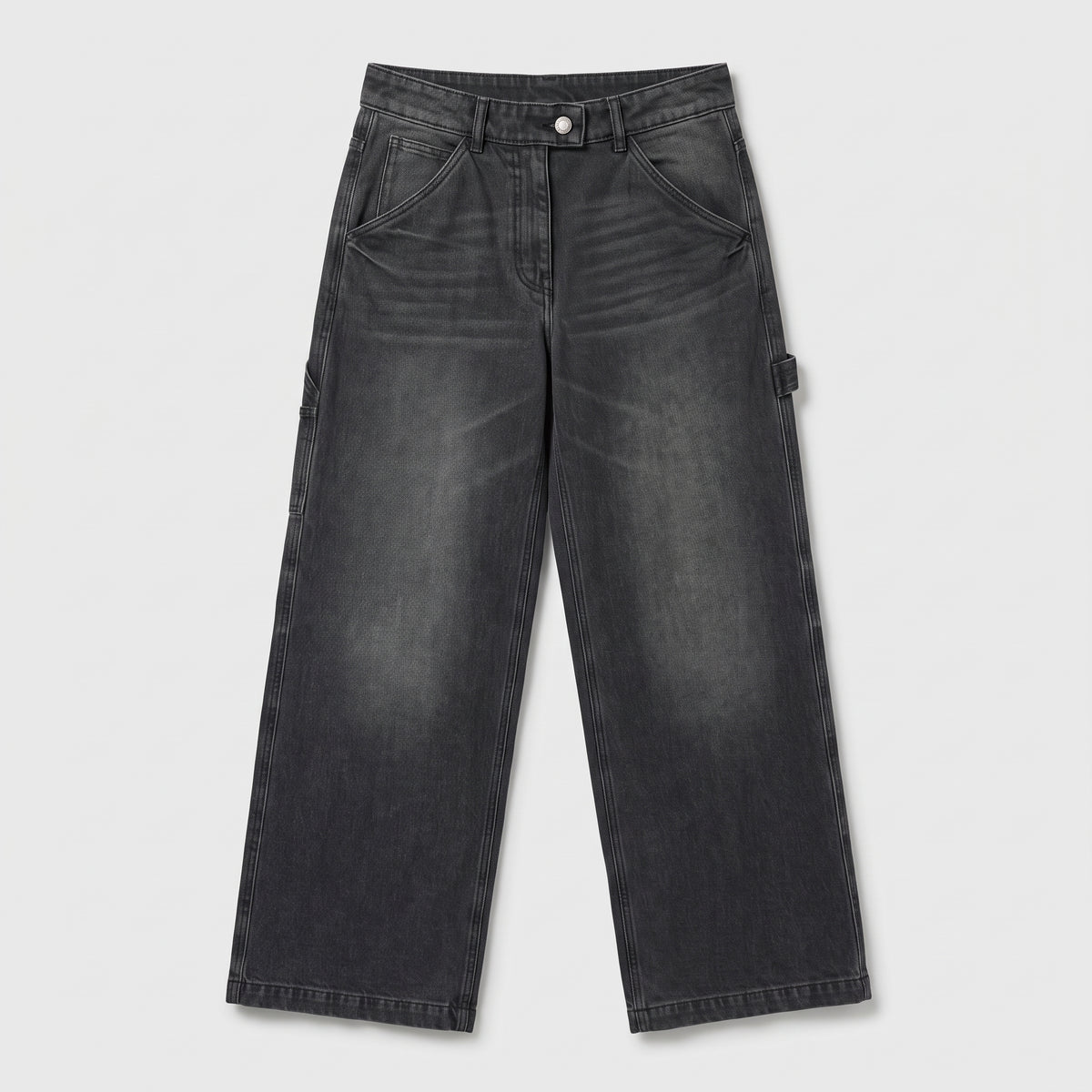 High-Waisted Wide-Leg Grey Jeans