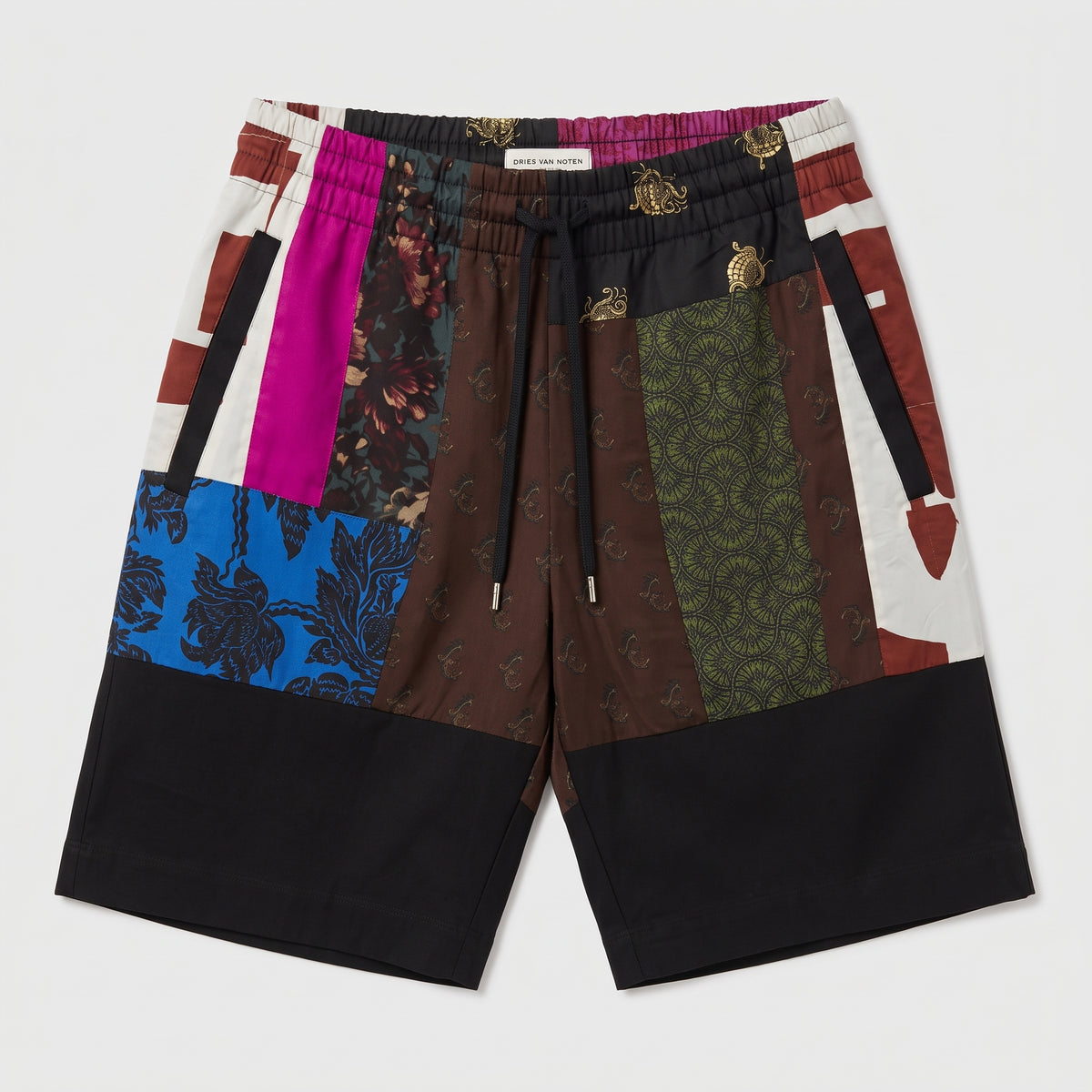 Patchwork Cotton Jogger Shorts