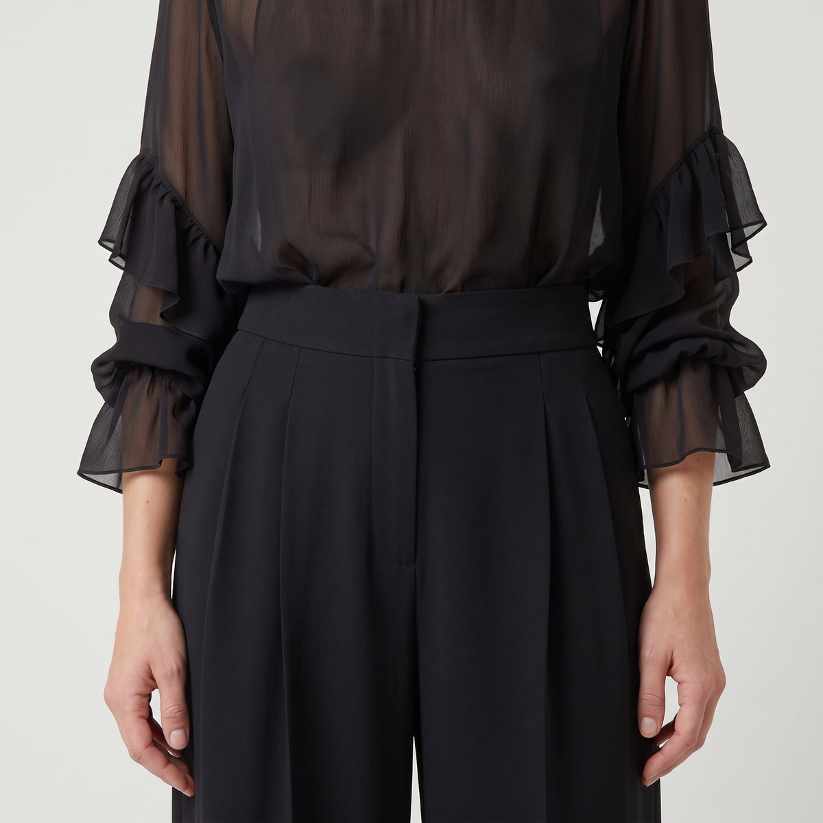 Pleated Wide-Leg Trousers