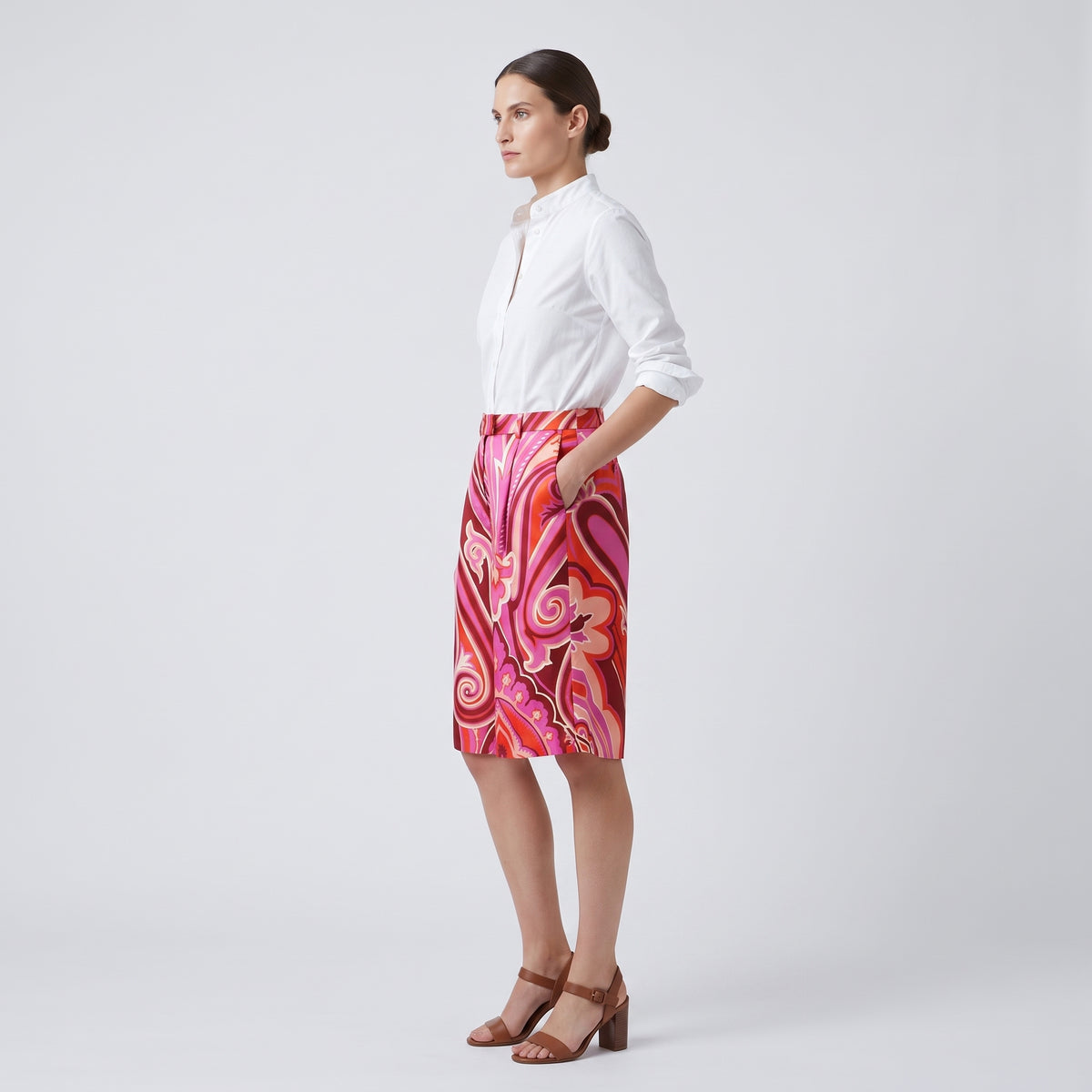 Fuchsia Paisley Wide Leg Trousers
