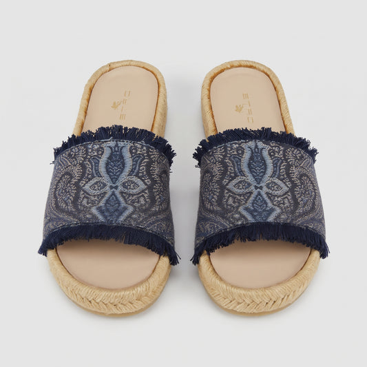 Paisley Fringed Espadrille Slides