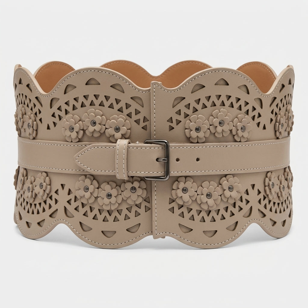 ALAIA Laser Cut Leather Corset Belt