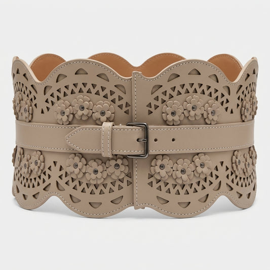 ALAIA Laser Cut Leather Corset Belt