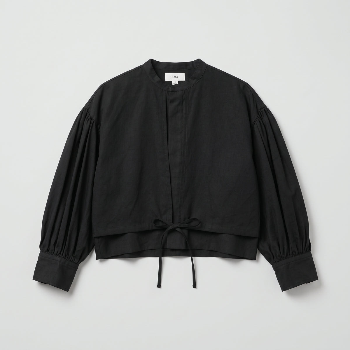 HYKE Tie-Front Cropped Black Blouse