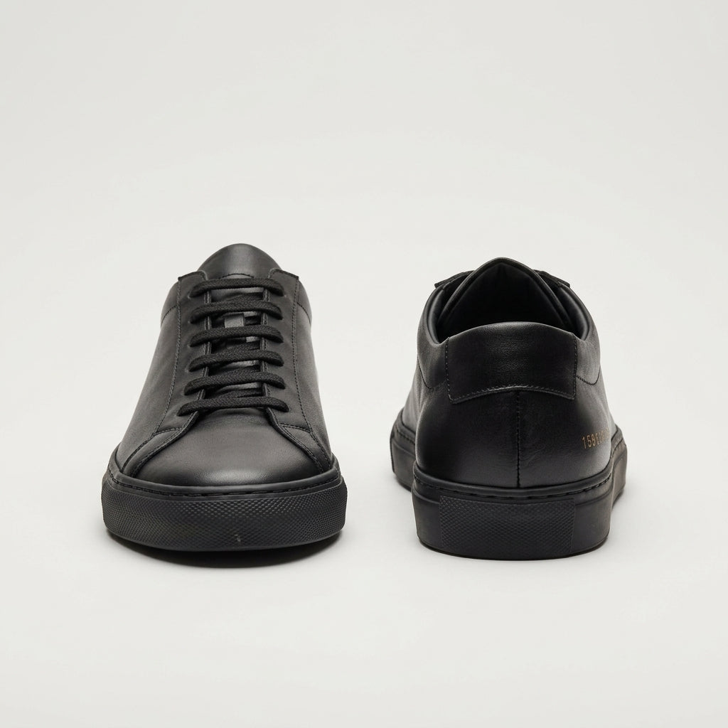 Minimalist Black Leather Sneakers