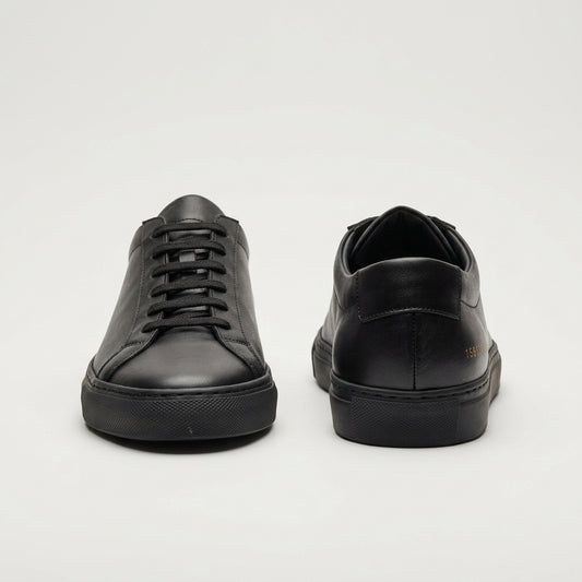 Minimalist Black Leather Sneakers