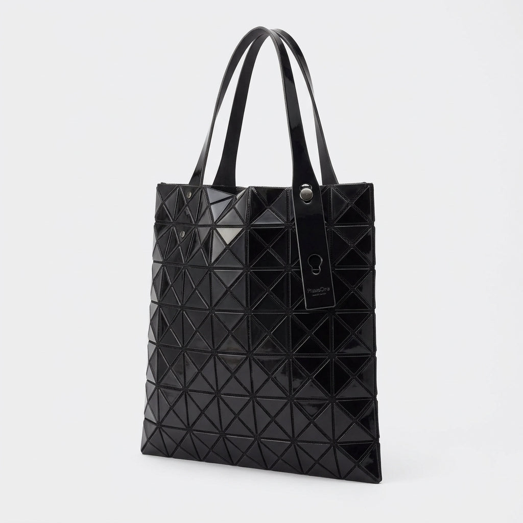 Geometric Glossy Black Shoulder Bag