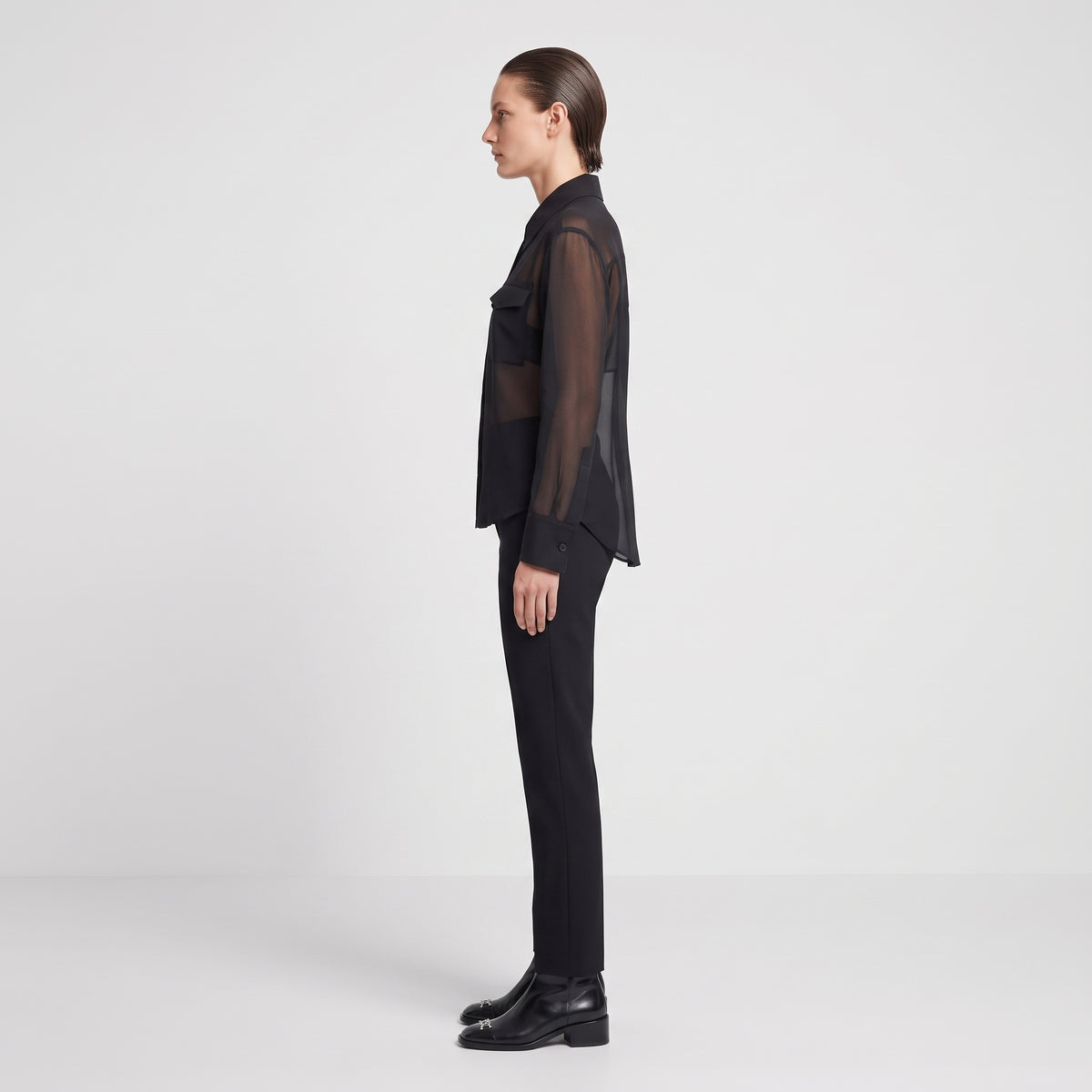Sheer Utility Button Down Shirt