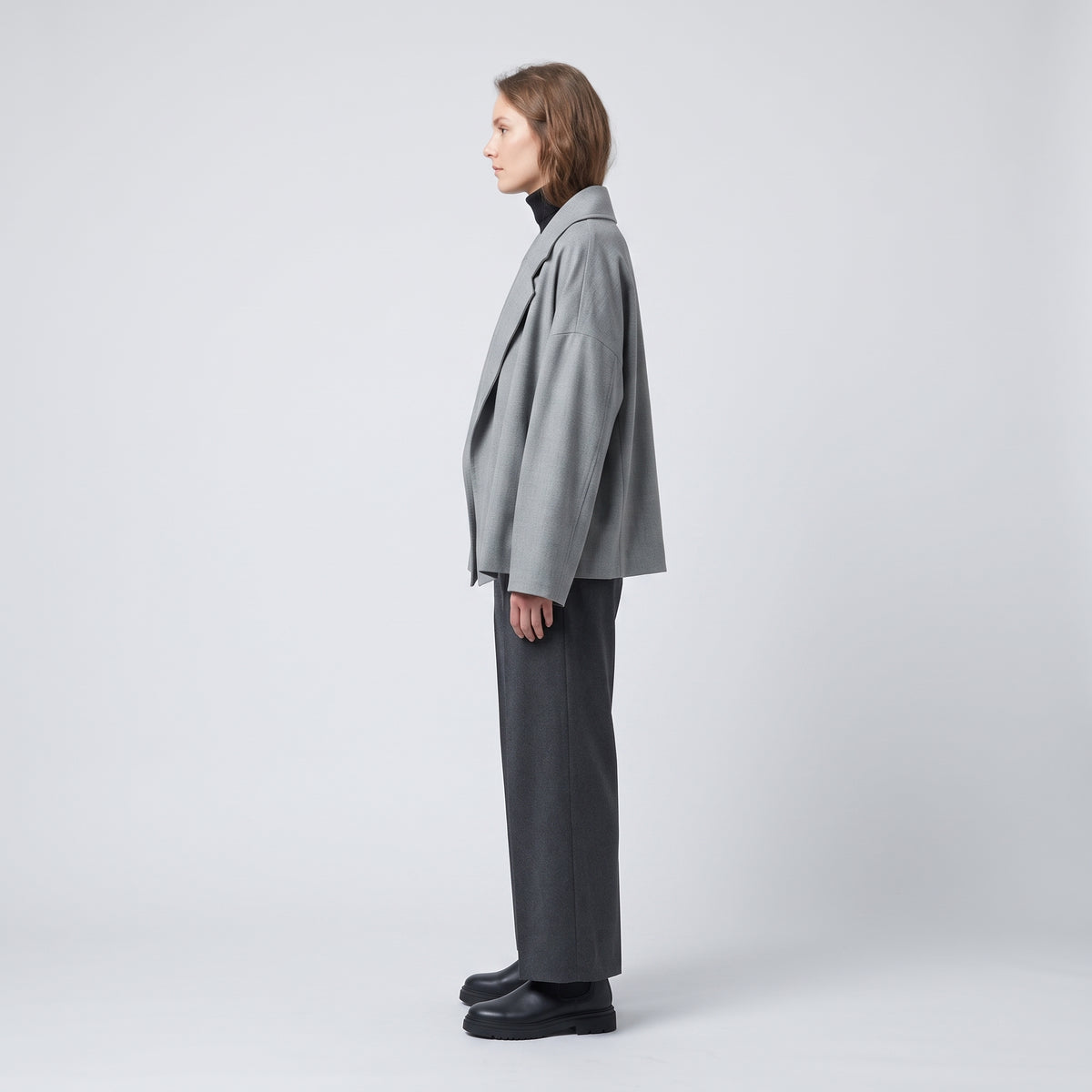 DUSAN Silver Grey Oversized Lapel Jacket - view 4