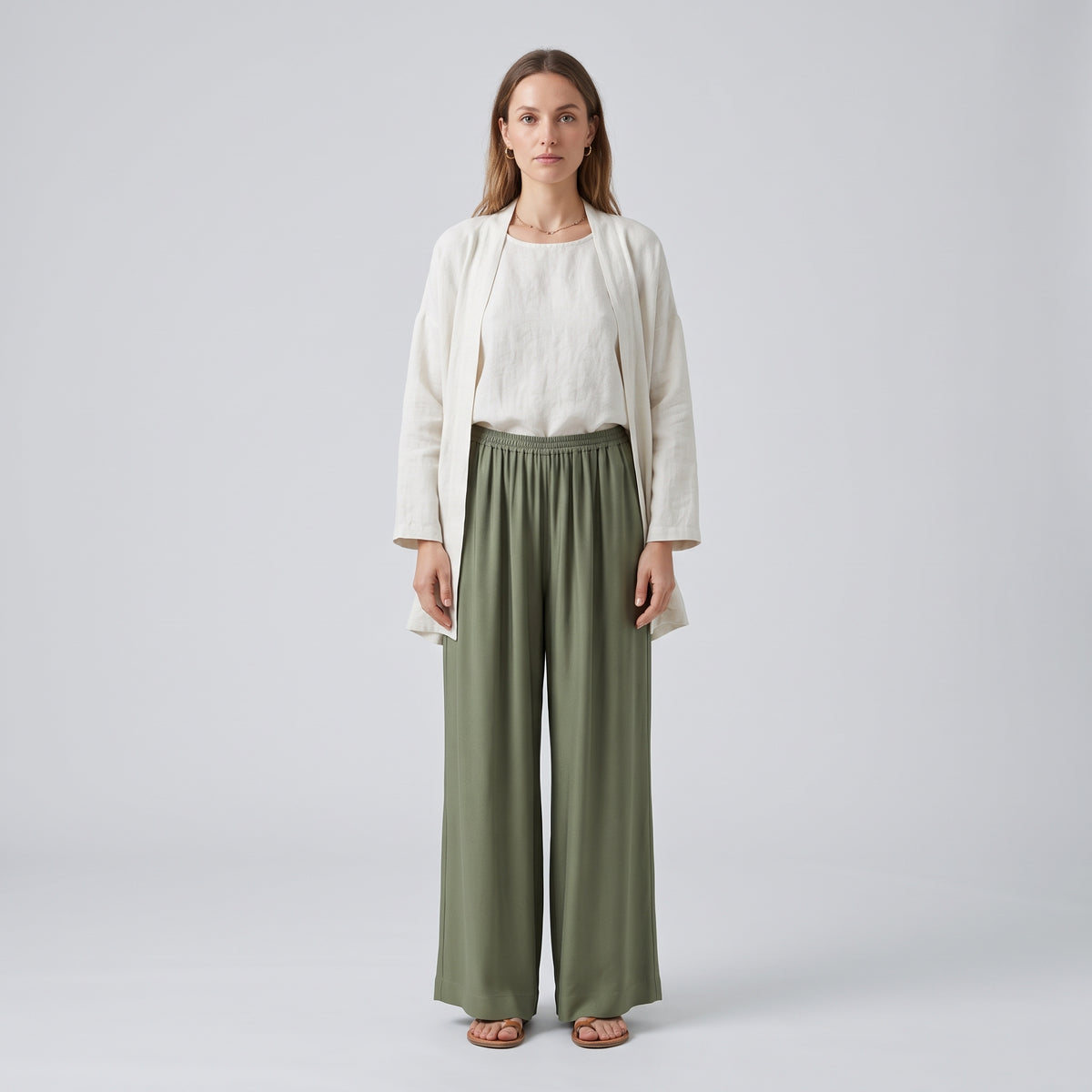 Dark Olive Wide Leg Trousers