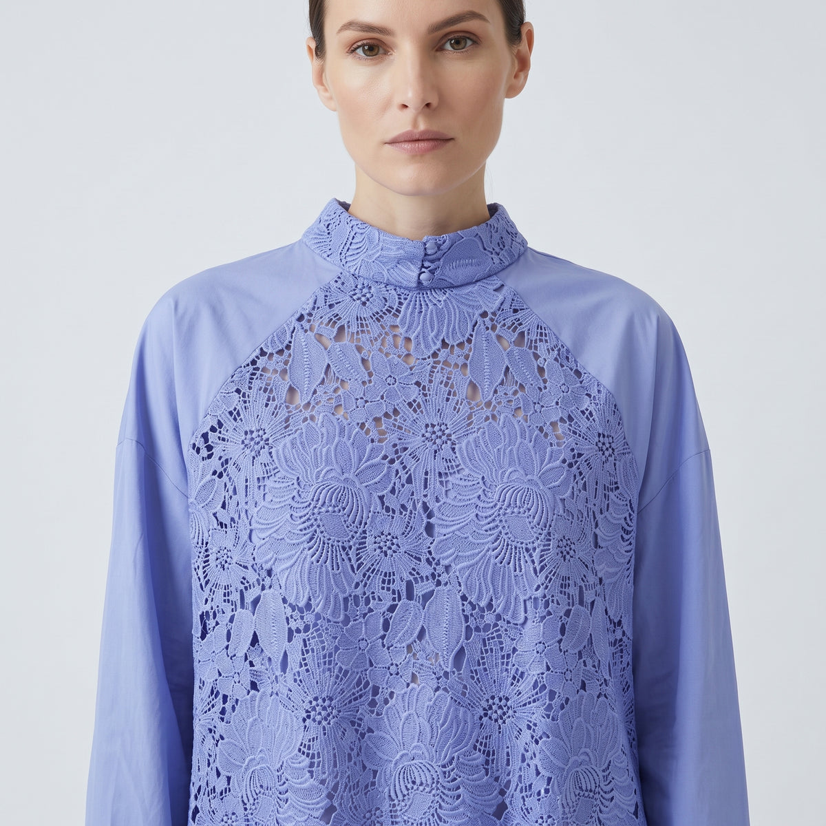 AKNVAS Floral Lace Mock Neck Tunic - view 2