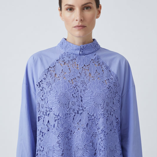 AKNVAS Floral Lace Mock Neck Tunic - view 2