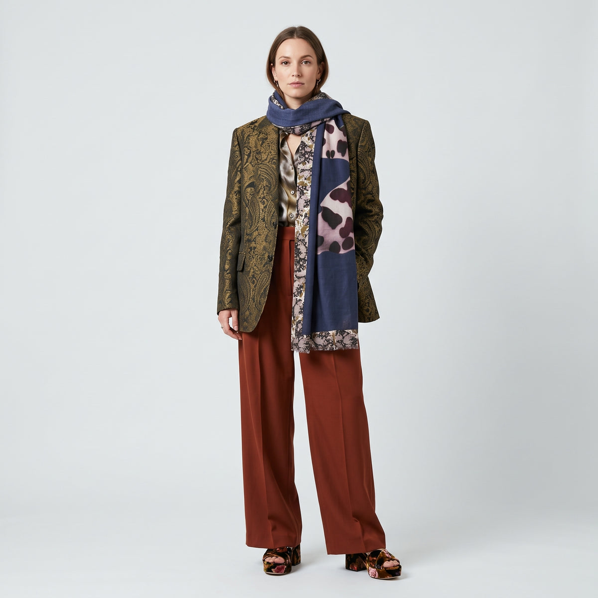 DRIES VAN NOTEN Floral Leopard Print Silk Scarf - view 2