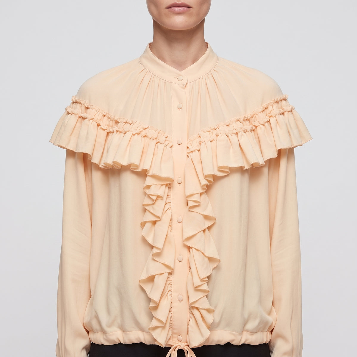Ivory Ruffled Silk Blouse