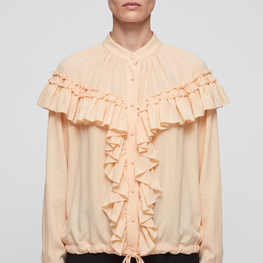 Ivory Ruffled Silk Blouse