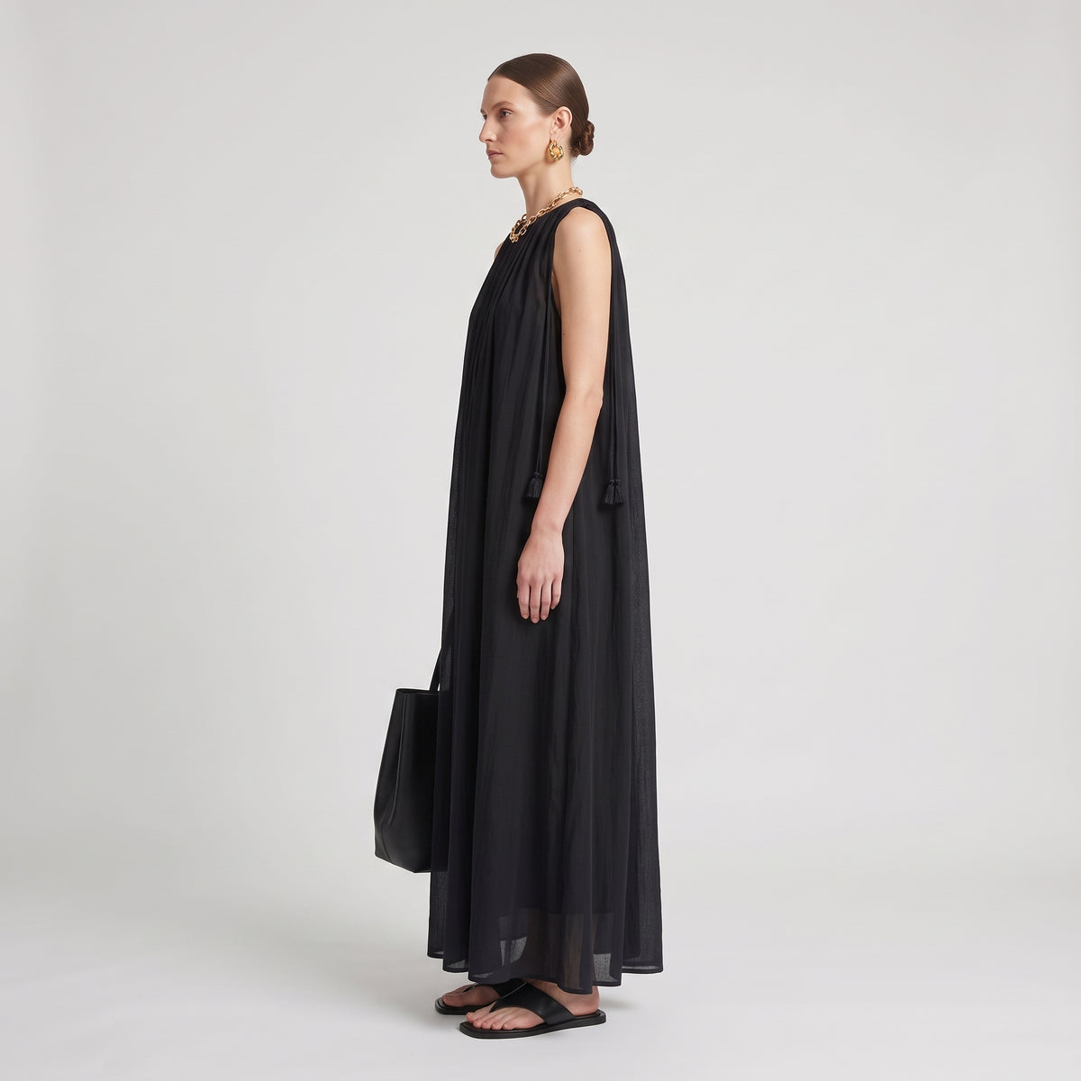 Sleeveless Gathered Maxi Dress