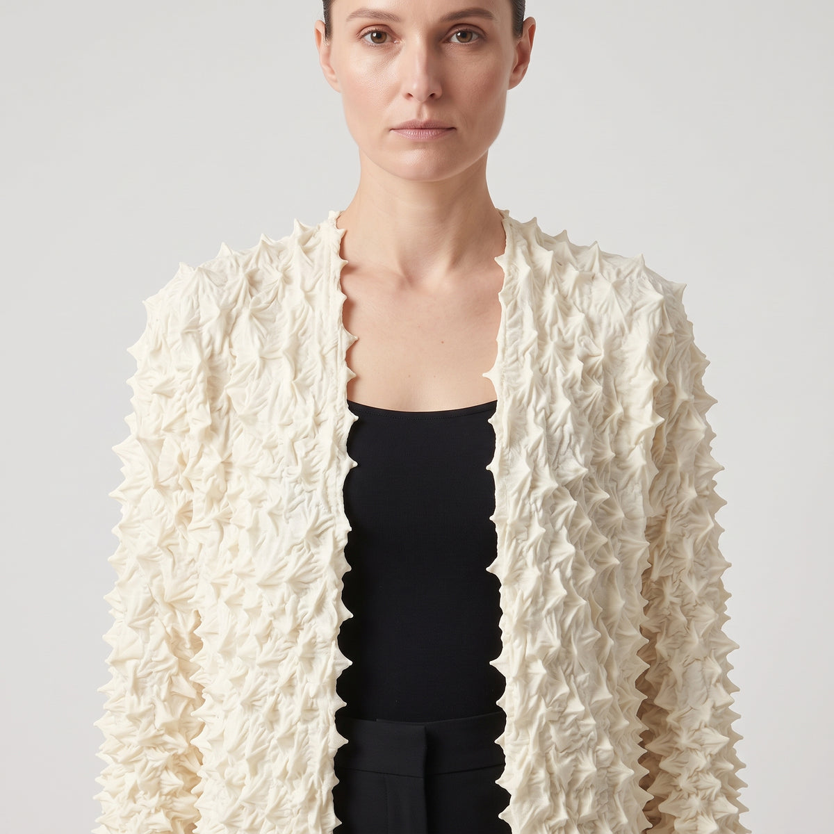 BUNZABURO Textured Shibori Open Front Cardigan - view 2