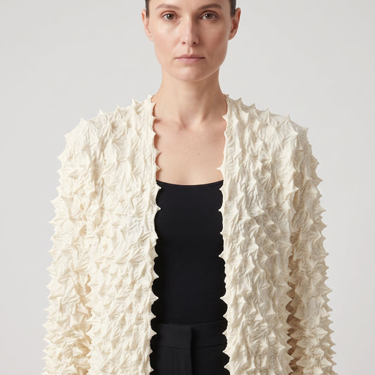 BUNZABURO Textured Shibori Open Front Cardigan - view 2
