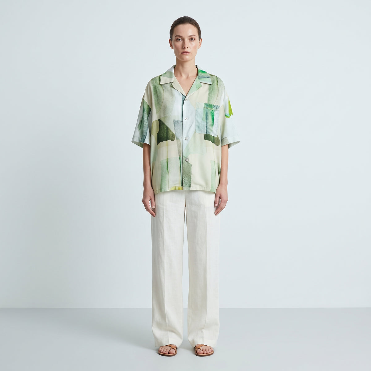 LE17SEPTEMBRE HOMME Green Abstract Print Camp Shirt - view 3