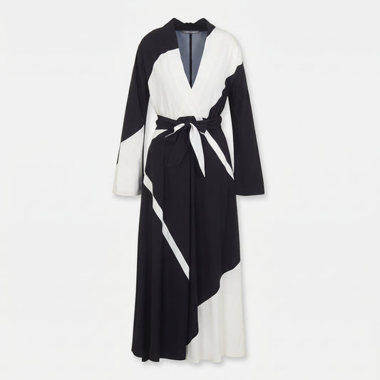 Graphic Monochrome Wrap Maxi Dress