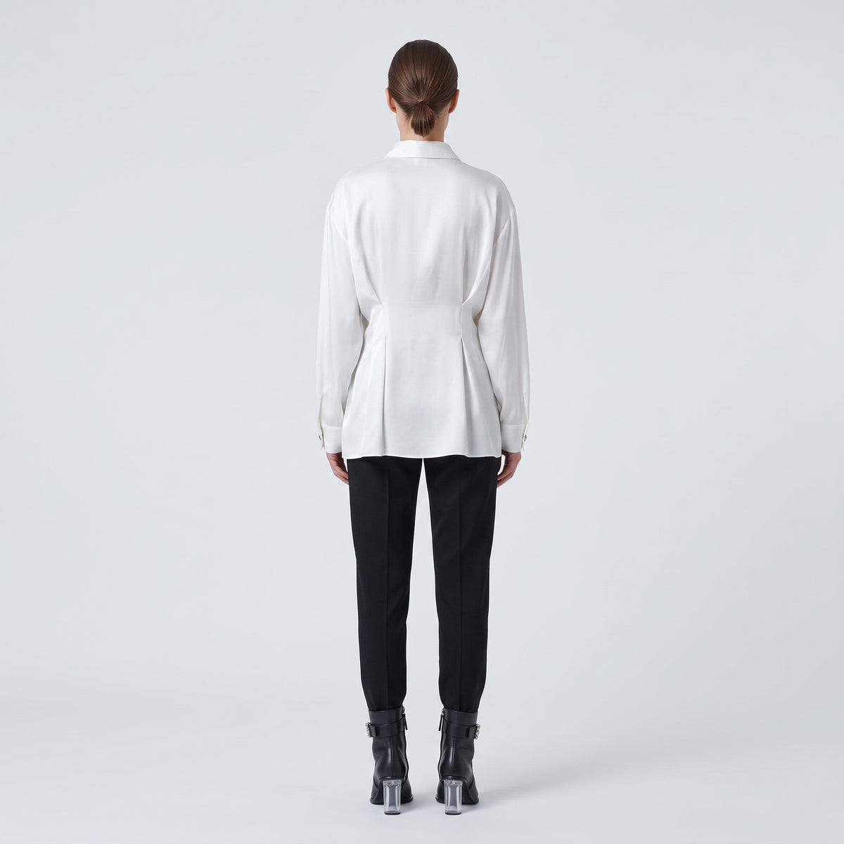 BY FANG Pleated Waist White Button Shirt - view 5