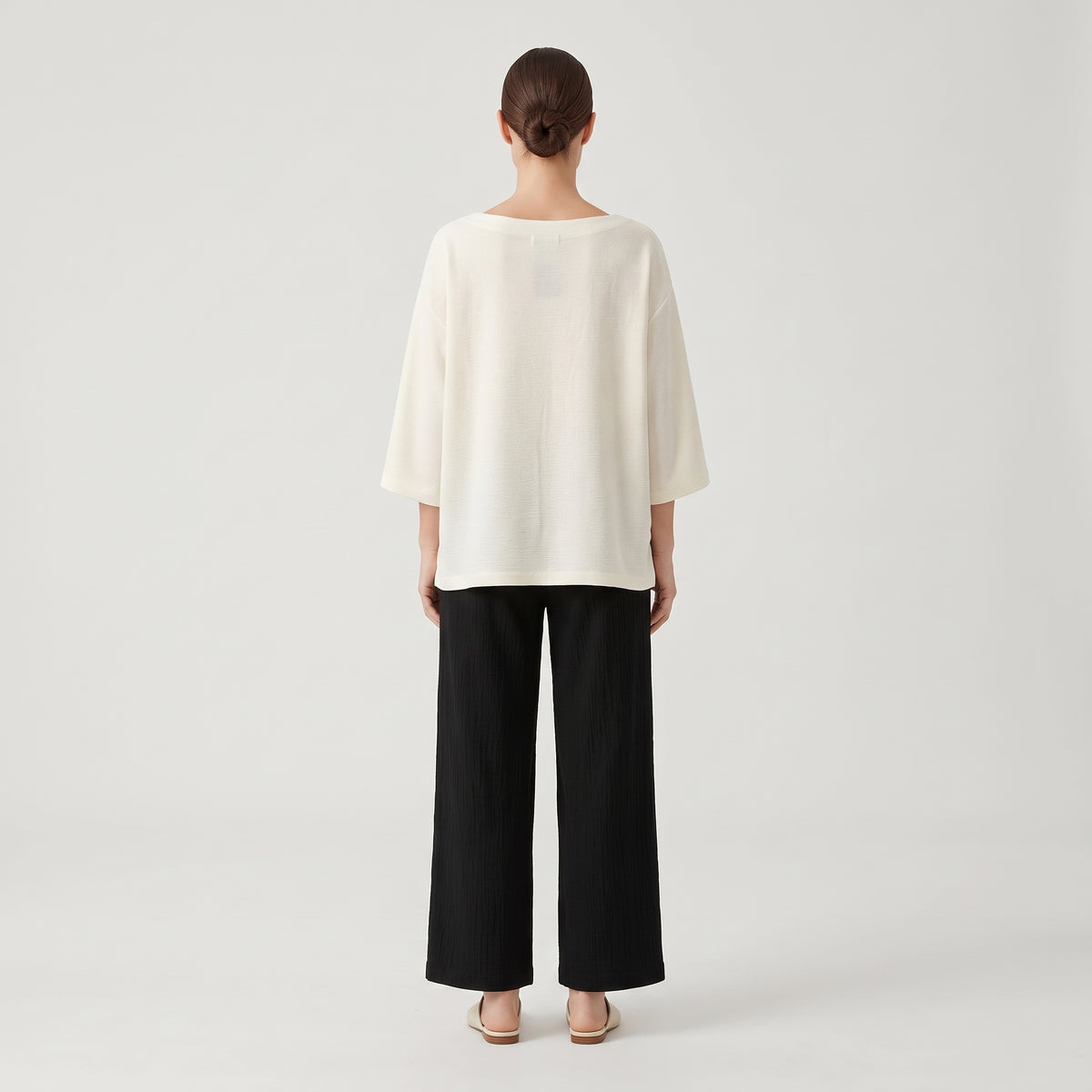 Textured Boatneck Boxy Top