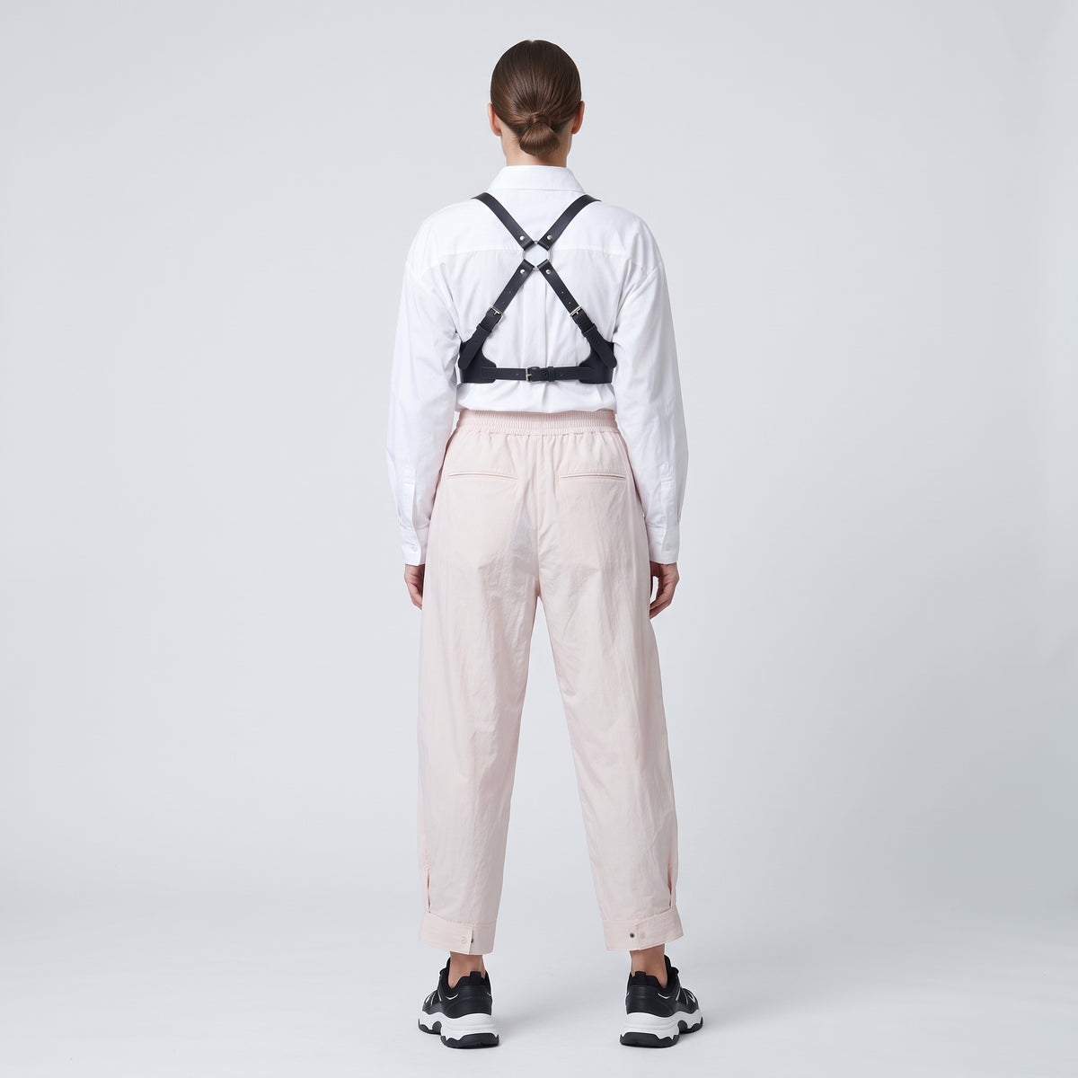Pink Elastic Waist Cropped Trousers