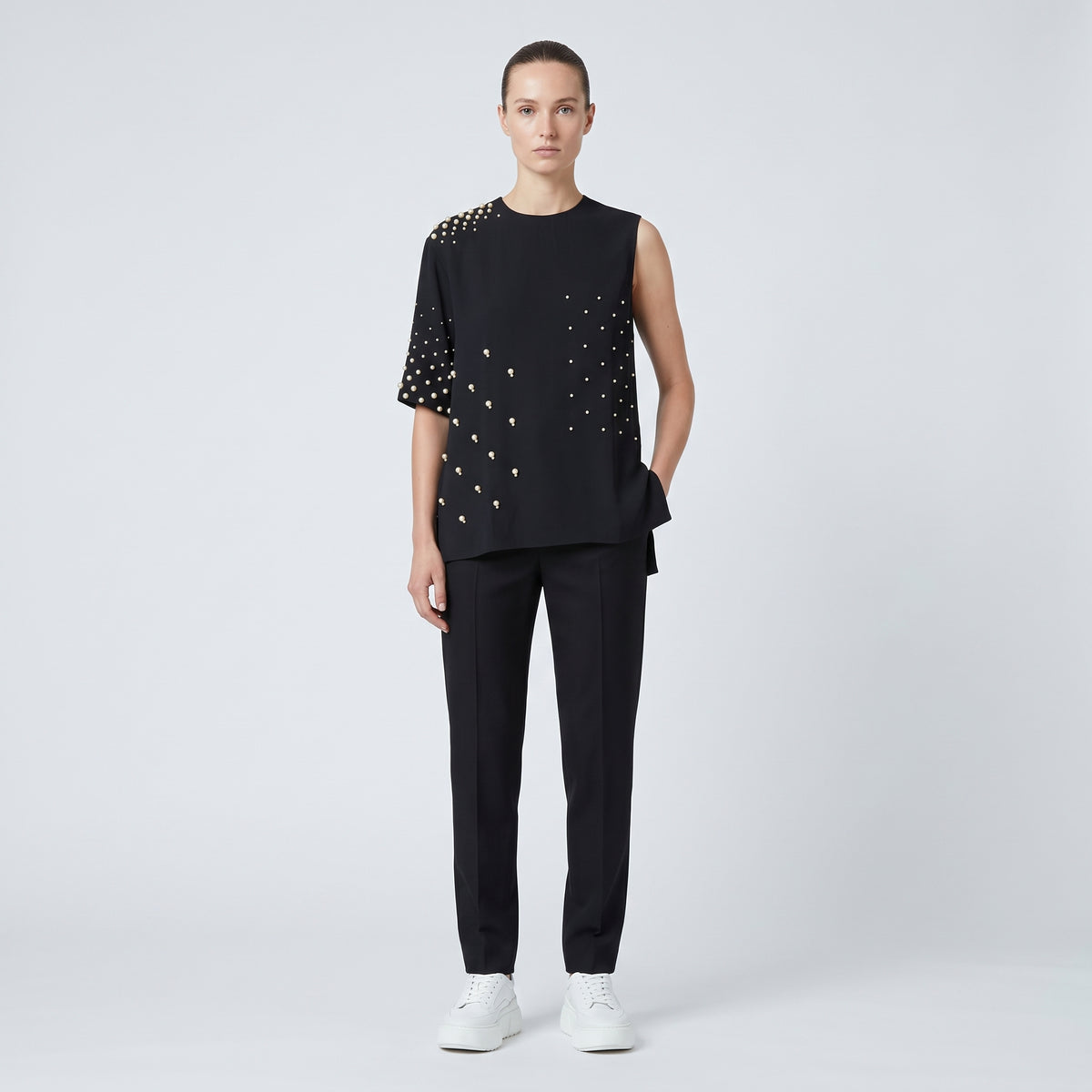 STELLA MCCARTNEY Asymmetric Pearl Embellished Top - view 3